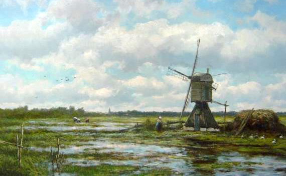 Koekkoek Landschap met molen bij Vreeland